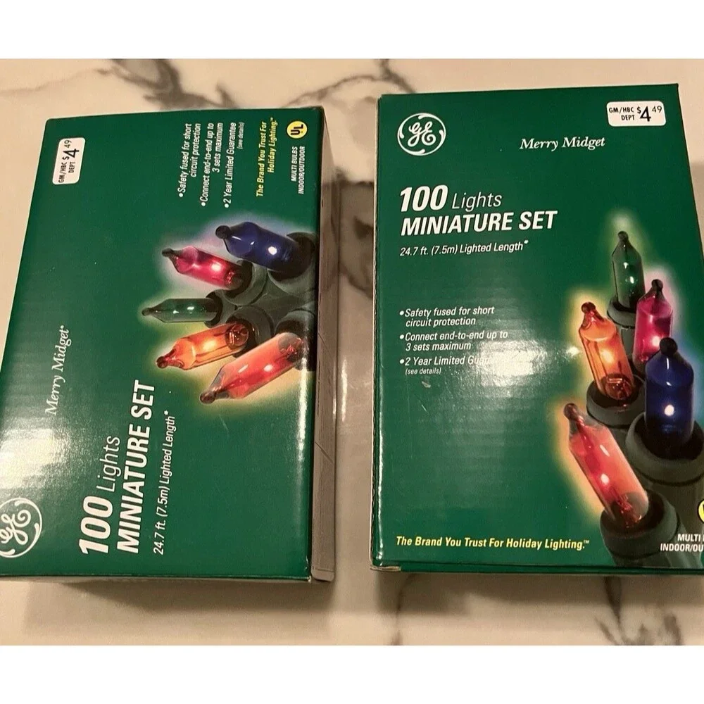 GE 100 Miniature String Lights Multi Color ~ Light Set 24.7' Feet Merry Midget
